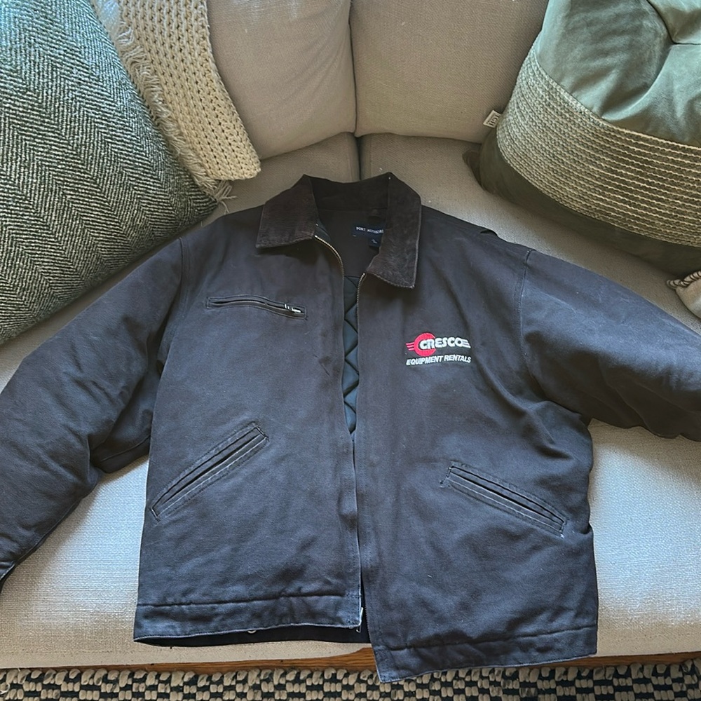 Port Authority vintage workwear jacket. Brown/black with brown corduroy collar.